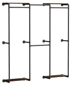 Teleskop Garderoben System Wandgarderobe Schwarz - Holzwerkstoff - Metall - 30 x 200 x 185 cm