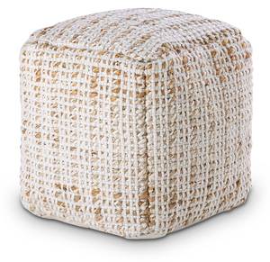 Pouf Würfel Boho Jute Braun - Weiß - Naturfaser - 40 x 40 x 40 cm