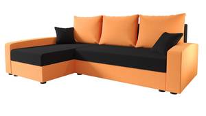 Ecksofa CHIEV Schwarz - Orange - Ecke davorstehend links