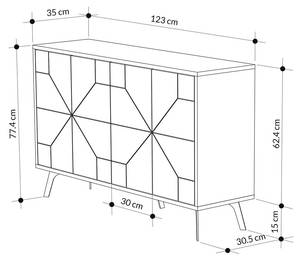 Sideboard 4 Türen Dune Eiche Dekor