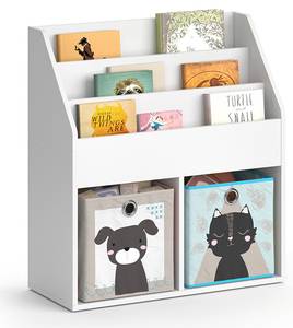 Bücherregal „Luigi“ Weiß mit 2 Faltboxen Türkis