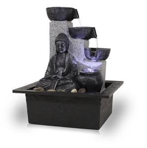 Led Zimmerbrunnen FoBuddha Grau - Kunststoff - 21 x 26 x 19 cm