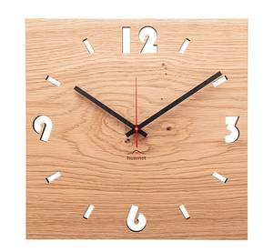 Design Wanduhr Duhrchbruch Eiche eckig Braun - Holzart/Dekor - Holz teilmassiv - 30 x 30 x 4 cm