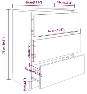 Sideboard 3002118 Weiß - Holzwerkstoff - Massivholz - 60 x 76 x 35 cm