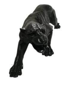 Skulptur Panter Schwarz Marmoroptik Schwarz - Kunststoff - Stein - 48 x 18 x 15 cm