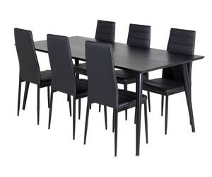 Essgruppe Dipp 51 (7-teilig) Schwarz - Massivholz - 90 x 75 x 180 cm