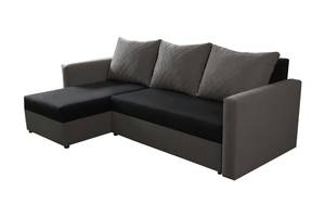 Ecksofa ANGLE Schwarz - Steingrau - Ecke davorstehend links