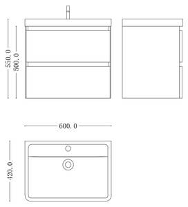 Waschtisch Lucca Anthrazit - 42 x 60 cm