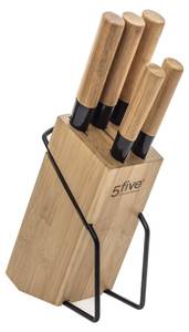 Küchenmesser-Set mit Bambusständer Braun - Bambus - 16 x 31 x 8 cm