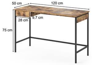 Bureau Fyrk bois antique/noir Noir - Marron - Bois manufacturé - 120 x 75 x 50 cm