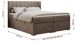 Boxspringbett ALLY Breite: 140 cm - H4 - Textil