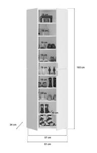 Kleiderschrank Kombi Hochglanzfront Weiß Weiß - Holzwerkstoff - 61 x 193 x 34 cm