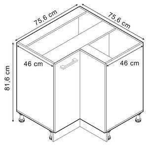 Küchenunterschrank  R-Line 47530 Schwarz - Sonoma Eiche Trüffel Dekor - 76 x 46 cm