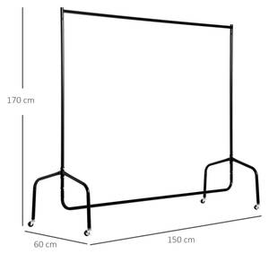 Kleiderständer 03-0006 Schwarz - Metall - 60 x 170 x 150 cm