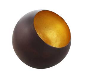 Teelichthalter Kugel Globe Braun - Metall - Naturfaser - 9 x 9 x 9 cm