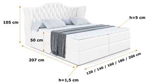 Boxspringbett VILA Hochglanz Weiß - Breite: 140 cm - H4