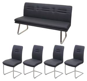 Esszimmer-Set H70 (5-teilig) Anthrazit - Grau - Breite: 160 cm