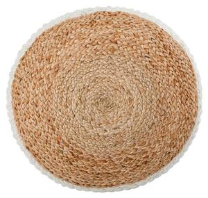 Pouf Hocker Jute rund Braun - Weiß - Naturfaser - 45 x 35 x 45 cm