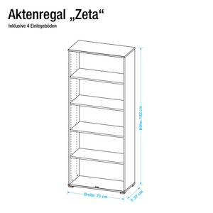 Aktenregal Zeta Sonoma Eiche Dekor - 182 cm hoch (vier Einlegeböden)