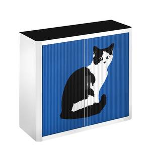 Rollladenschrank easyOffice Pop Art Cat Weiß / Blau