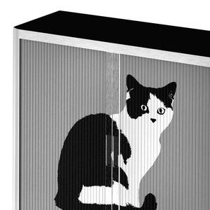Rollladenschrank easyOffice Pop Art Cat Weiß / Grau
