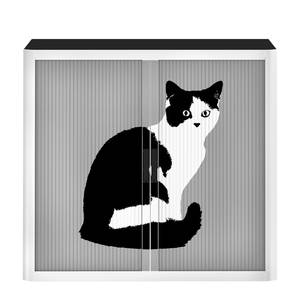 Rollladenschrank easyOffice Pop Art Cat Weiß / Grau