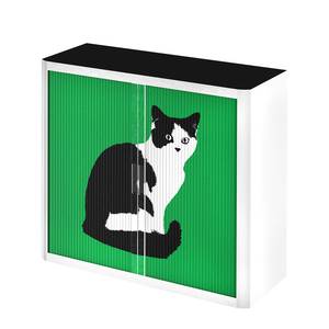 Rollladenschrank easyOffice Pop Art Cat Weiß / Grün