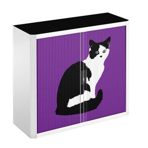 Rollladenschrank easyOffice Pop Art Cat Weiß / Lila