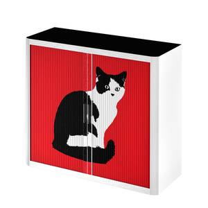 Rollladenschrank easyOffice Pop Art Cat Weiß / Rot