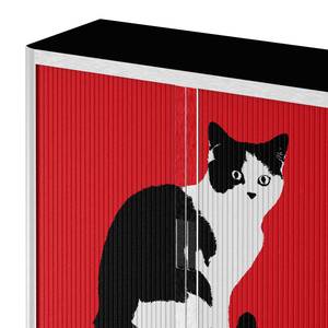 Rollladenschrank easyOffice Pop Art Cat Weiß / Rot