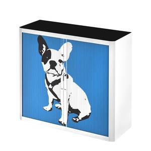 Rollladenschrank easyOffice Pop Art Dog Weiß / Blau