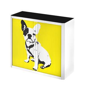 Rollladenschrank easyOffice Pop Art Dog Weiß / Gelb