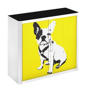 Rollladenschrank easyOffice Pop Art Dog Weiß / Gelb