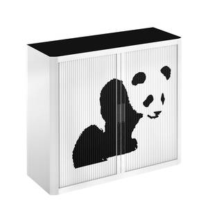 Rollladenschrank easyOffice Pop Art Panda - Weiß / Schwarz