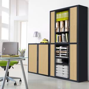 Aktenschrank easyOffice Schwarz / Buche - Höhe: 204 cm