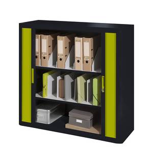 Armoire à dossiers easyOffice Noir / Vert - Hauteur : 104 cm