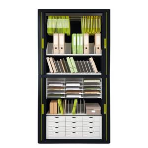 Armadio archivio easyOffice Nero / Verde - Altezza: 204 cm