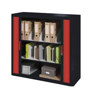 Armadio archivio easyOffice Nero / rosso - Altezza: 104 cm