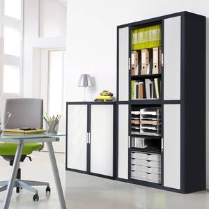 Armadio archivio easyOffice Nero / Bianco - Altezza: 204 cm