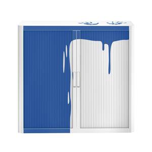 Aktenschrank easyOffice Stickers I Weiß / Blau - Höhe: 104 cm