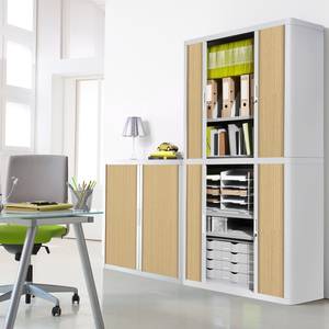 Aktenschrank easyOffice Weiß / Buche - Höhe: 104 cm