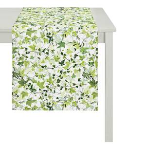 Tischläufer Summer Garden Webstoff - Grün / Weiß