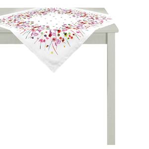 Chemin de table carré Summer Garden Tissu - Blanc / Rose