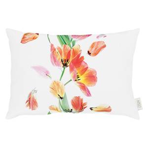 Coussin décoratif Springtime Tissu - Blanc / Orange