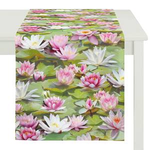 Tischläufer Summer Garden Lotus Baumwollstoff - Grün / Rosa