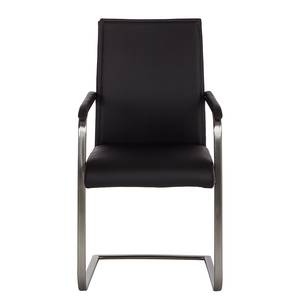 Chaise Cantilever avec accoudoirs Pola Lot de 2 - Acier inoxydable / Cuir synthétique - Noir