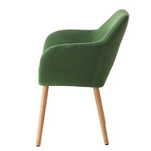 Chaise à accoudoirs Bolands Tissu / Chêne massif - Vert olive / Chêne