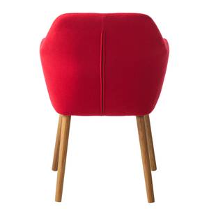 Chaise à accoudoirs Bolands Tissu / Chêne massif - Rouge / Chêne