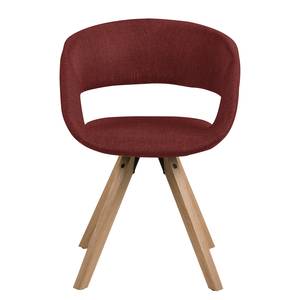 Sedia con braccioli Buggio Tessuto / Albero della gomma massello - Tessuto Cors: rosso scuro - 1 sedia