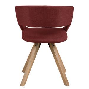 Chaise à accoudoirs Buggio Tissu / Hévéa massif - Tissu Cors: Rouge foncé - 1 chaise